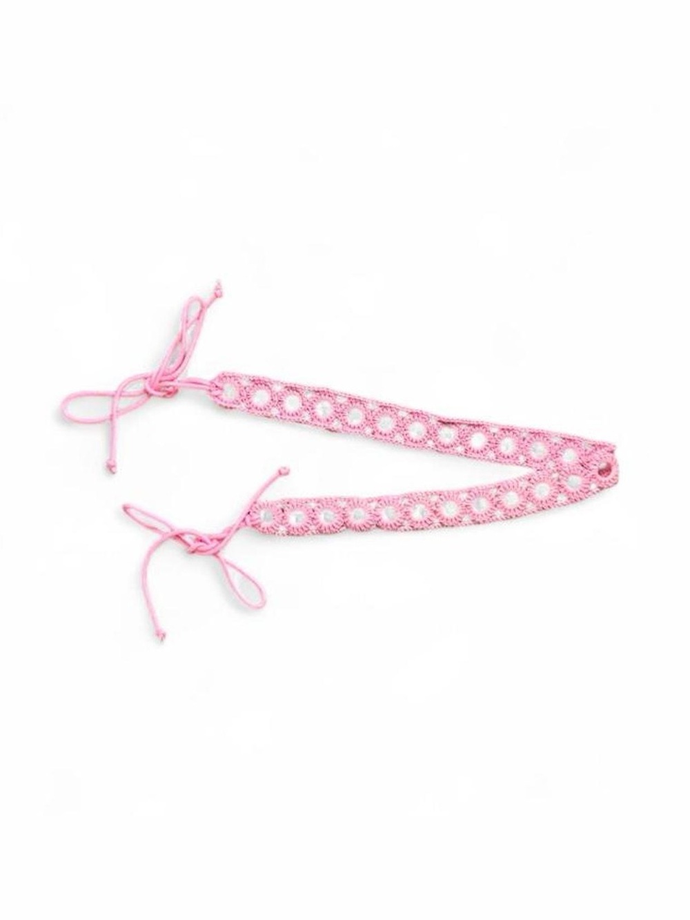 Pink Crochet Tie-Back Belt
